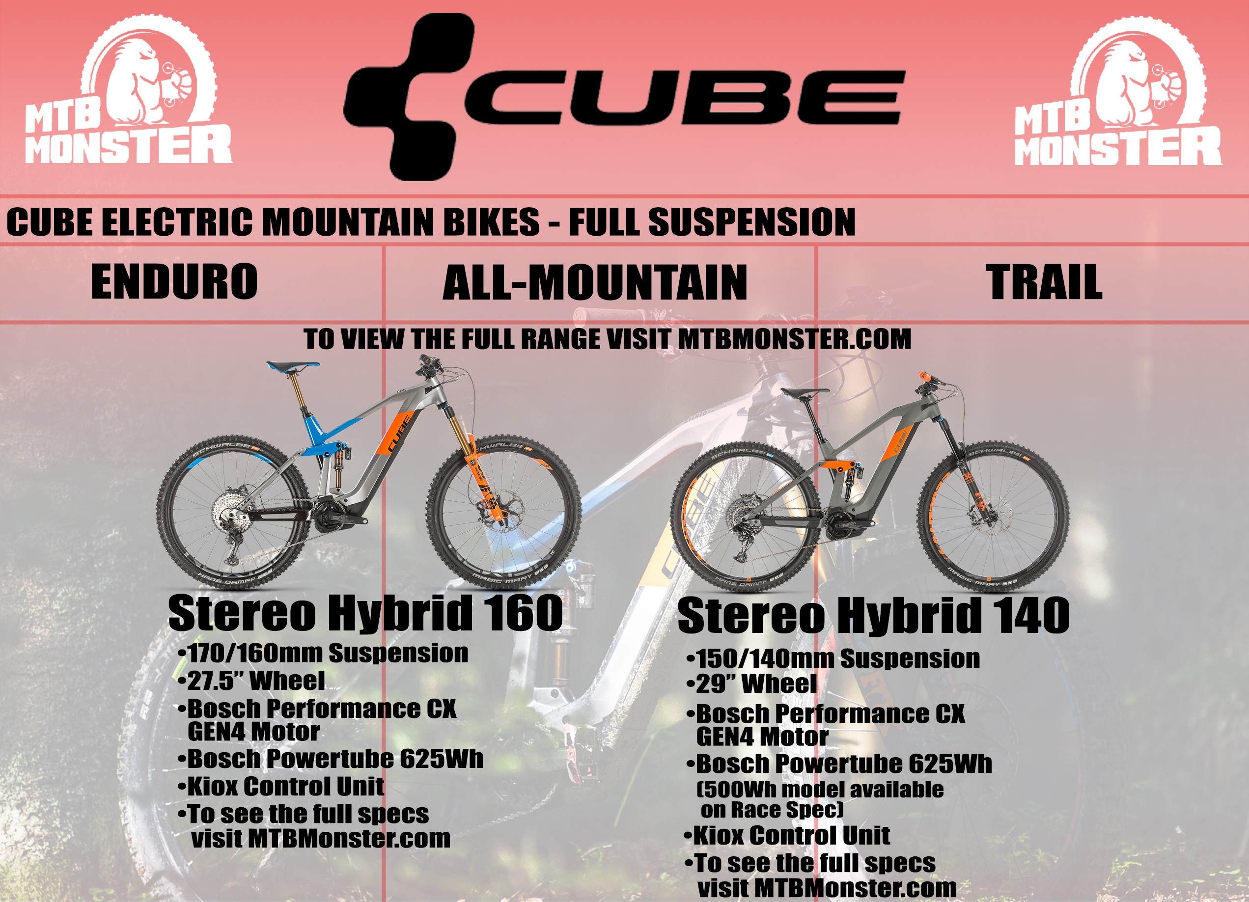 Cube 2020 Electric Full Suspension Mountain Bikes